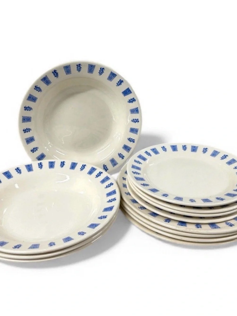 Vintage Oxford Brazil 3850-2 Blue Floral Dinnerware Set 12 Pc Stoneware